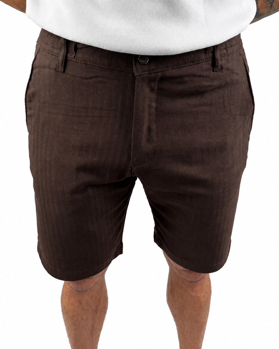 Herringbone Drawstring Shorts Espresso Brown – Edmond Grey
