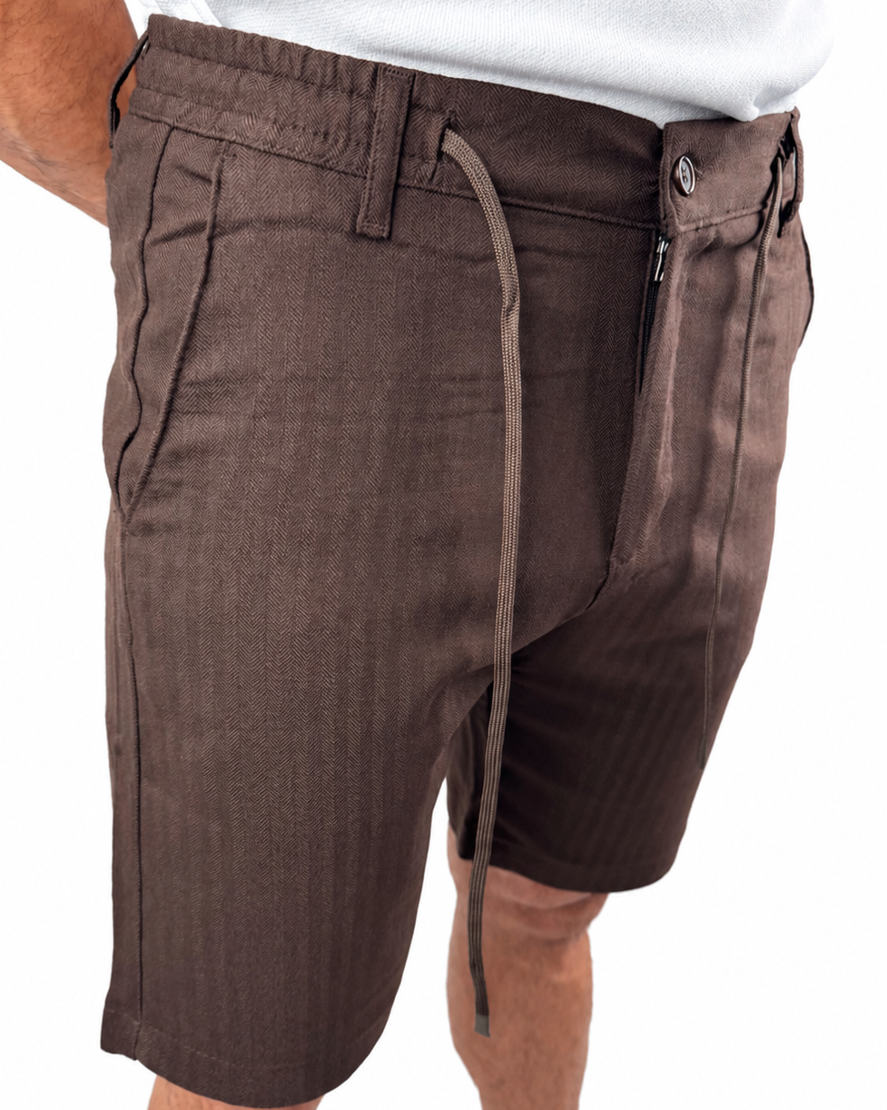 Herringbone Drawstring Shorts Espresso Brown – Edmond Grey