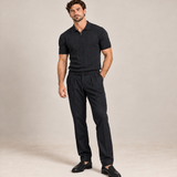 Premium Ribbed Knit Polo Black