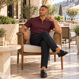 Premium Ribbed Knit Polo Burgundy