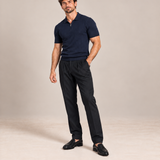 Premium Ribbed Knit Polo Midnight Navy