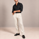 Classic Pinstripe Cotton Shirt – Black & White